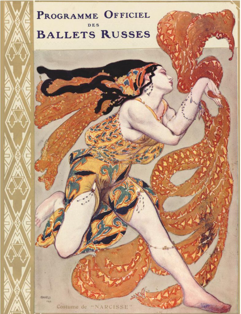 1. Cover of the program of the Ballets Russes season in Paris 1911: costume for a bacchanal from “Narcisse”, chor.: M.Fokine © BnF, département de la Musique, Bibliothèque-musée de l’Opéra 