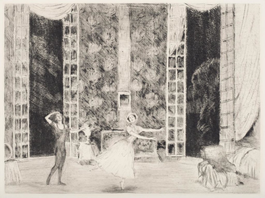 4. V.Nijinsky and T.Karsavina in “Le Spectre de la rose”, chor.: M.Fokine; Etching by E.Oppler 1912/13 © German Dance Archive Cologne