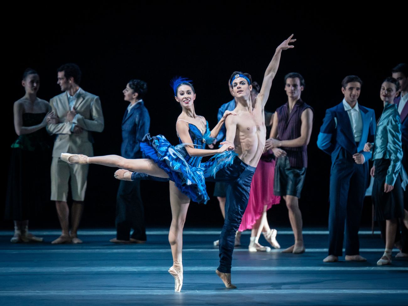 12. K.Hashimoto (Princess Florine), D.Dato (Blue Bird), and ensemble, “The Sleeping Beauty” by M.Schläpfer and M.Petipa, Vienna State Ballet 2022 © Vienna State Ballet / A.Taylor