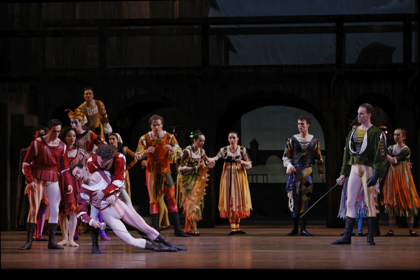7. C.Holmes (Benvolio), C.Linnane (Romeo), B.Chynoweth (Mercutio), A.Bull (Tybalt), and ensemble, “Romeo and Juliet” by J.Cranko, The Australian Ballet 2022 © J.Busby